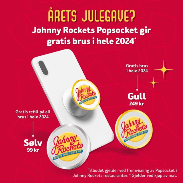 Vil du gi en julegave litt utenom det vanlige? 🎁🎅🏼🎄Popsocket fra Johnny Rockets gir gratis brus i HELE 2024! 🥤 Du kan velge mellom gull som gir gratis brus eller sølv som gir gratis refill - begge gjelder hele neste år! Popsocketen er designet for å gi bedre grep på din smarttelefon 📱Kjøpes i restaurant!
#johnnyrockets #popsocket #brus #soda #american #diner #freerefill #jul #julegave #christmas #christmasgift #giftideas